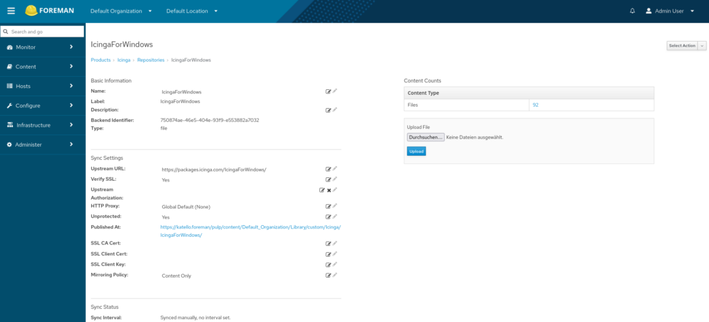 Ein Screenshot der die Foreman UI mit der Konfiguration für Icinga for Windows zeigt