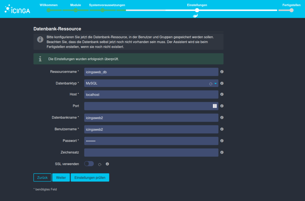 Für die Installation von Icinga DB-Web auf Ubuntu 24.04 konfigutierst du nun die Datenbank.