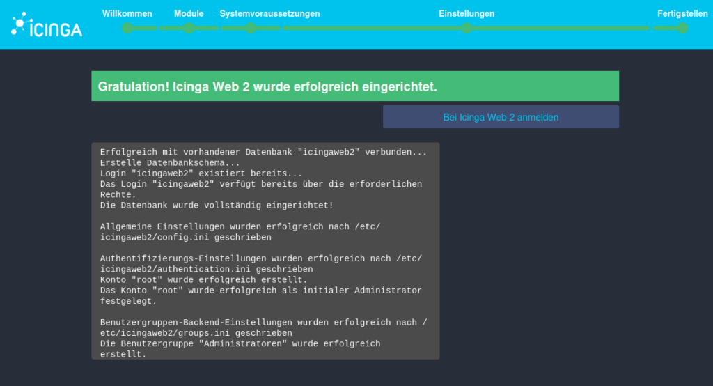 Die Einrichtung für die Installation von Icinga DB-Web auf Ubuntu 24.04 wurde nun erfolgreich abgeschlossen!